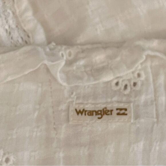 Wrangler x Billabong Lace White Eyelet Peasant Western Cowgirl Crop Top L - Picture 4 of 7